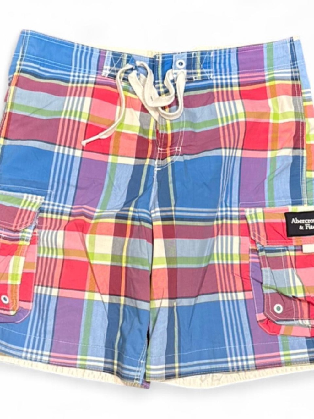 Y2K Abercrombie & Fitch Colorful Plaid Baggy Cargo Board Shorts